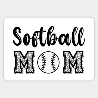 Softball Mom Black and White Animal Print Sticker